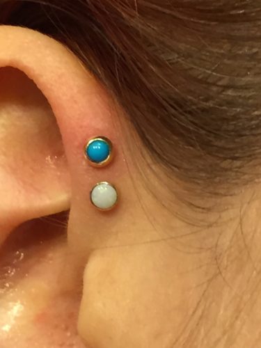 14K Gold Threadless Ends With Genuine Gold And Turquoise